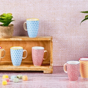 Set 6 Cesti de cafea, portelan, 90 ml - colectia Pattern Color - Img 2