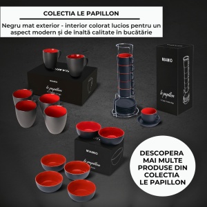 Set 6 Cesti de espresso cu farfurie, colectia Le Papillon, ceramica, rosu, 75 ml - Img 8
