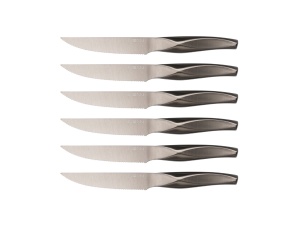 Set 6 Cutite de friptura, LARUS, lama inox satinat cu maner gri metalizat - Img 1