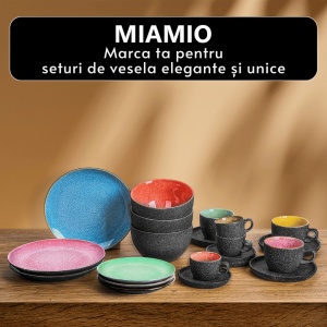Set 6 Farfurii intinse desert, Las Palmitas multicolor, ceramica, 21 cm - Img 6