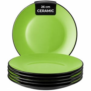 Set 6 Farfurii intinse fel principal, Le Papillon Verde, ceramica, 26 cm