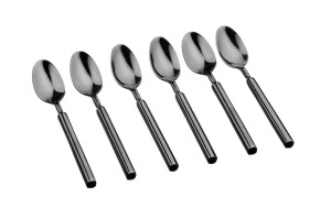 Set 6 lingurițe cafea VIGGO, oțel inoxidabil, design modern tradițional, negru lucios - Img 1