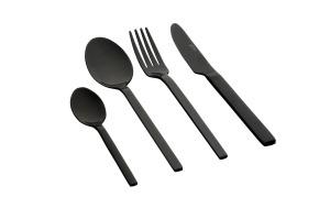 Set Tacamuri pentru 6 persoane, 24 piese Emund cu Cutit, Furculita, Lingura, inox 18/0, negru lucios - Img 1