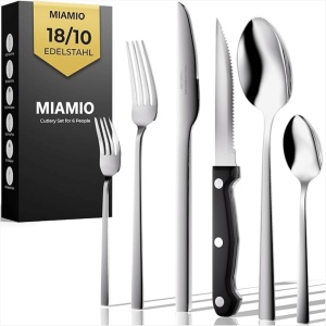 Set Tacamuri pentru 6 persoane, 36 piese cu cutit, furculita, lingura, inox 18/10, argintiu lucios - Img 9