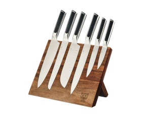 Suport pentru cutite VANTAA + Set 6 Cutite de bucatarie LOKI, lama inox satinat cu maner ABS negru mat - Img 1