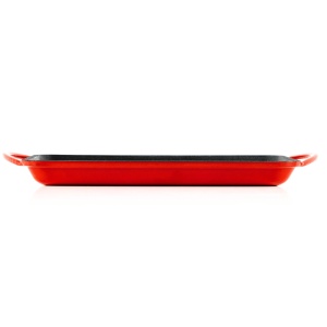 Tava Grill dreptunghiulara din fonta emailata, Lätt Home, 39 x 22 cm, compatibila inductie, rosu Cherry - Img 5