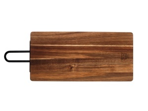 Tocător de bucătărie din lemn de salcâm STINE, cu mâner inox ergonomic, 39x19 cm - Img 3