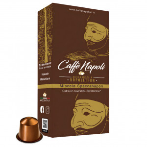 Capsule cafea artizanala, Caffé Napoli, Espresso SPACCANAPOLI, compatibile cu sistemul NESPRESSO, 10 capsule aluminiu, 10 bauturi