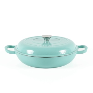 Cratita fonta emailata cu capac, 3.2L, 30cm, Cocotte tip Casserole Dish, verde Menta - Lätt Home - Img 1