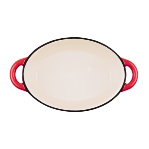 Oala ovala din fonta emailata, 6 L, cu capac, tip cuptor olandez, Cocotte by Lätt Home, 33 x 26 cm, rosu Cherry - Img 4