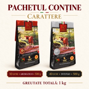 Pachet Parmigiano Reggiano D.O.P. Vacche Rosse, Carattere 30 + 40 luni, 2 × 500 g - Img 2