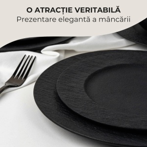 Serviciu de masa pentru 4 persoane, Set 16 piese Oasis, Cani, Boluri, Farfurii intinse, ceramica, negru - Img 7