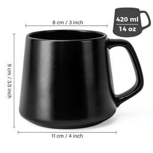 Set 4 Cani de cafea, colectia Luxe, ceramica, negru, 420 ml - Img 2