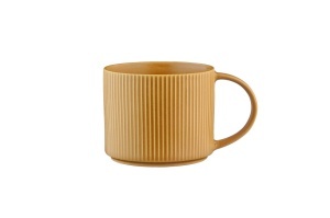 Set 4 Cani mari de cafea lunga, SCANDI Ocher, ceramica, 500ml, galben ocru - Img 3