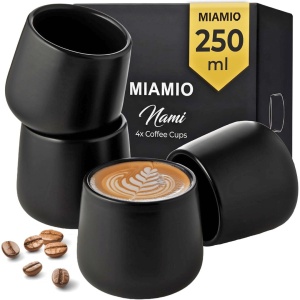 Set 4 Cani pentru cafea, colectia Nami, ceramica, Negru, 250 ml