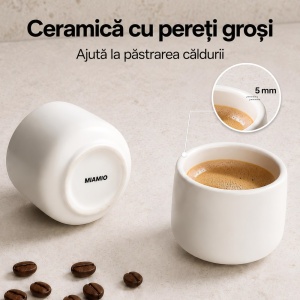 Set 4 Cesti cafea Espresso 80 ml, Nami MIAMIO, ceramica, fara toarta, alb - Img 6