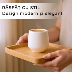 Set 4 Cesti cafea Espresso, colectia Luxe, ceramica, alb, 90 ml - Img 3