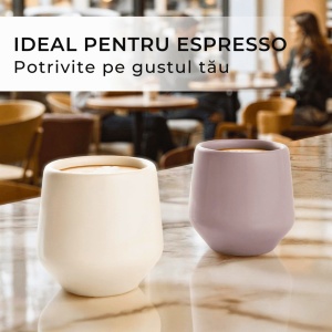 Set 4 Cesti cafea Espresso, colectia Luxe, ceramica, Cream Rose, 90 ml - Img 7