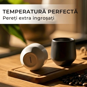 Set 4 Cesti cafea Espresso, colectia Luxe, ceramica, gri, 90 ml - Img 5