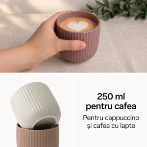 Set 4 Cesti Cafea, Senita Beige Canyon multicolor, ceramica, fara toarta, 250 ml - Img 4
