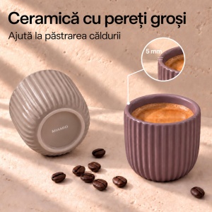 Set 4 Cesti Espresso, Senita Beige Canyon multicolor, ceramica, fara toarta, 80 ml - Img 5
