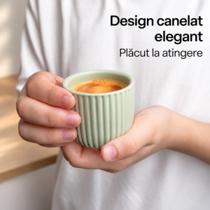 Set 4 Cesti Espresso, Senita Mint multicolor, ceramica, fara toarta, 80 ml - Img 3