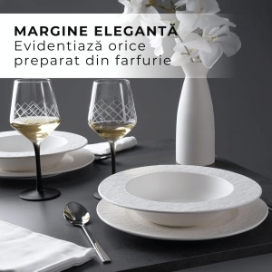 Set 4 Farfurii adanci supa, colectia Oasis, ceramica, alb, 600 ml - Img 6