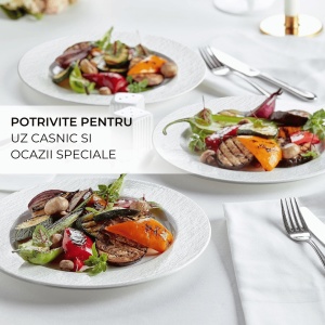 Set 4 Farfurii intinse, colectia Oasis, ceramica stoneware, alb - Img 3