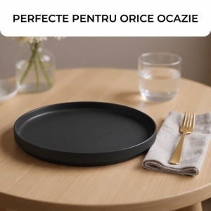 Set 4 Farfurii intinse desert, Luxe Black, ceramica, 20 cm - Img 6