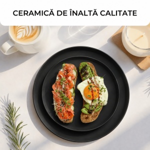 Set 4 Farfurii intinse fel principal, Luxe Black, ceramica, 26 cm - Img 5