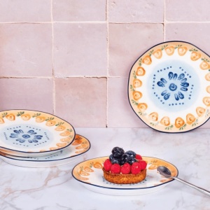 Set 4 Farfurii intinse medii Ø20cm, colectia Napoli Citrus, portelan, multicolor - Img 2