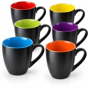 Set 6 Cani cafea si ceai MIAMIO Le Papillon, ceramica, 350 ml, interior multicolor