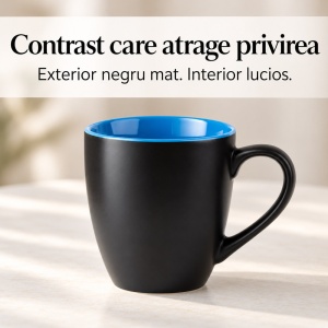 Set 6 Cani cafea si ceai MIAMIO Le Papillon, ceramica, 350 ml, interior albastru - Img 3