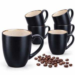 Set 6 Cani de cafea, colectia Iris, interior alb Ivory, ceramica glazurata, 400 ml