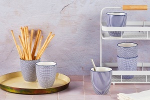 Set 6 Cani de cafea, PATTERN Blue, portelan, 300 ml, albastru model - Img 2