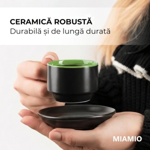 Set 6 Cesti de espresso cu farfurie, colectia Le Papillon, ceramica, verde, 75 ml - Img 7