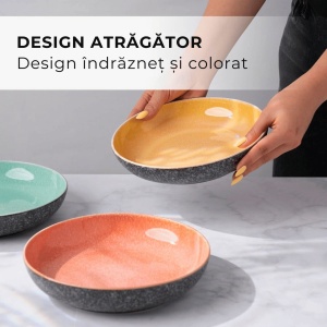 Set 6 Farfurii adanci supa, colectia Las Palmitas, ceramica, multicolor, 850 ml - Img 7