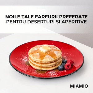 Set 6 Farfurii intinse desert, Le Papillon Red, ceramica, 21 cm - Img 3