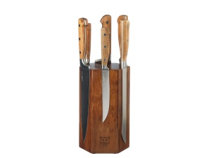 Suport pentru cutite IMATRA + Set 6 Cutite de bucatarie JAKOB, lama inox satinat cu maner lemn salcam - Img 1