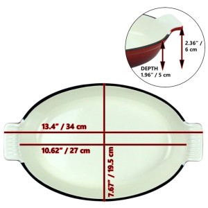 Tava de copt ovala, Crucible Cookware, fonta emailata, 27cm, manere cu 2 suporturi din silicon termorezistent incluse - Img 2