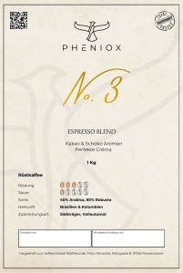 Cafea boabe pentru espresso PHENIOX No. 3 All-round Espresso Blend, Arabica & Robusta, 250 g / 1 kg - Img 2