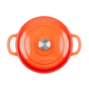 Ceaun din fonta emailata 4.8L, Lätt Home, tip cuptor olandez, cu capac 26 cm, antiaderent, portocaliu - Img 3