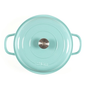 Cratita fonta emailata cu capac, 3.2L, 30cm, Cocotte tip Casserole Dish, verde Menta - Lätt Home - Img 2