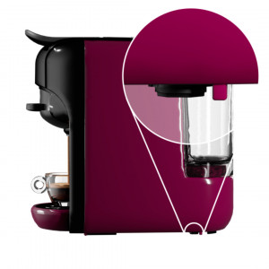 Espressor universal, Omnia, modular. alimentare capsule Nespresso® & Dolce Gusto®, cafea macinata si paduri, 2 bauturi, 1450 W, 19 bari, rezervor apa 0.6 L, lingurita dozatoare si accesorii incluse