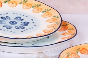 Serviciu de masa pentru 4 persoane, Set Esential 12 piese Napoli Citrus, portelan pictat manual - Img 4