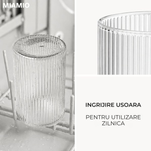 Set 12 Pahare Senita pentru apa si long drink, sticla cu caneluri, 6 x 280 ml, 6 x 430 ml - Img 5