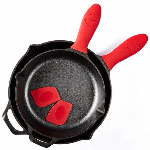 Set 2 Tigai din fonta, Uno Casa, preasezonate, diametru 25 si 30 cm, cu manere silicon termorezistente, cu raclete de curatare, e-book retete inclus