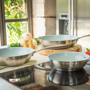 Set 2 Tigai inox cu strat ceramic antiaderent Ø20 + Ø28 cm, Lätt Home Vita, baza Full Induction - Img 10