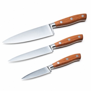 Set 3 cutite pentru pregatire si feliere Lätt Home Skärpa, lame inox 9, 16 si 20 cm