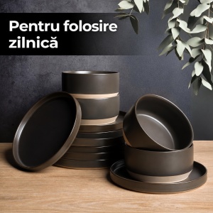 Set 4 Boluri ceramice, colectia Sierra Basalt, 850 ml, antracit - Img 6